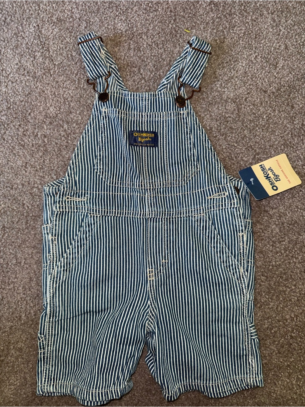 OshKosh B'gosh Blue and White Striped Shortalls